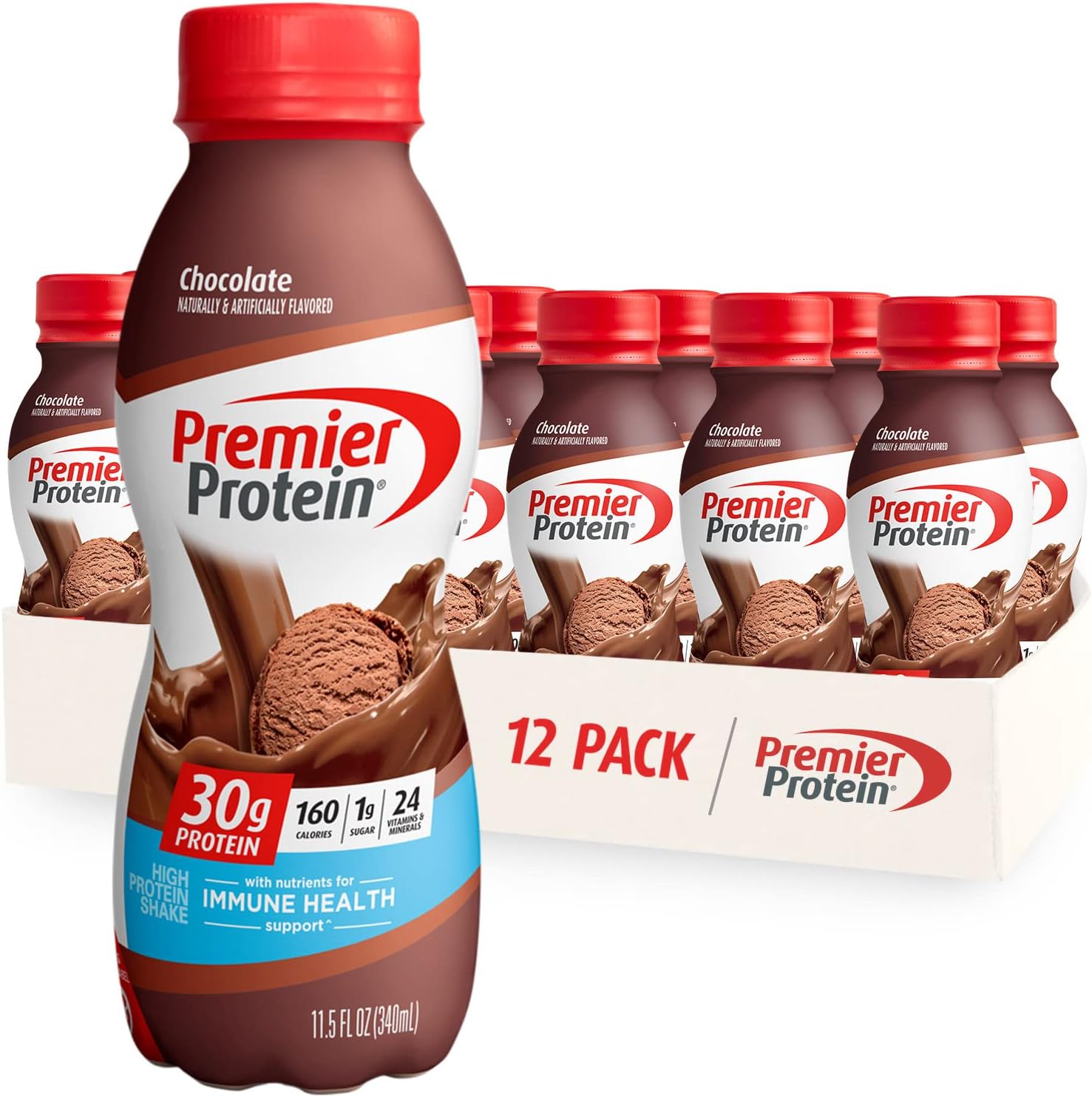 Premier Protein Shake 30g Protein, Chocolate, 11.5 Fl Oz (Pack of 12) Protein Shake Chocolate 11.5 Fl Oz (Pack of 12)