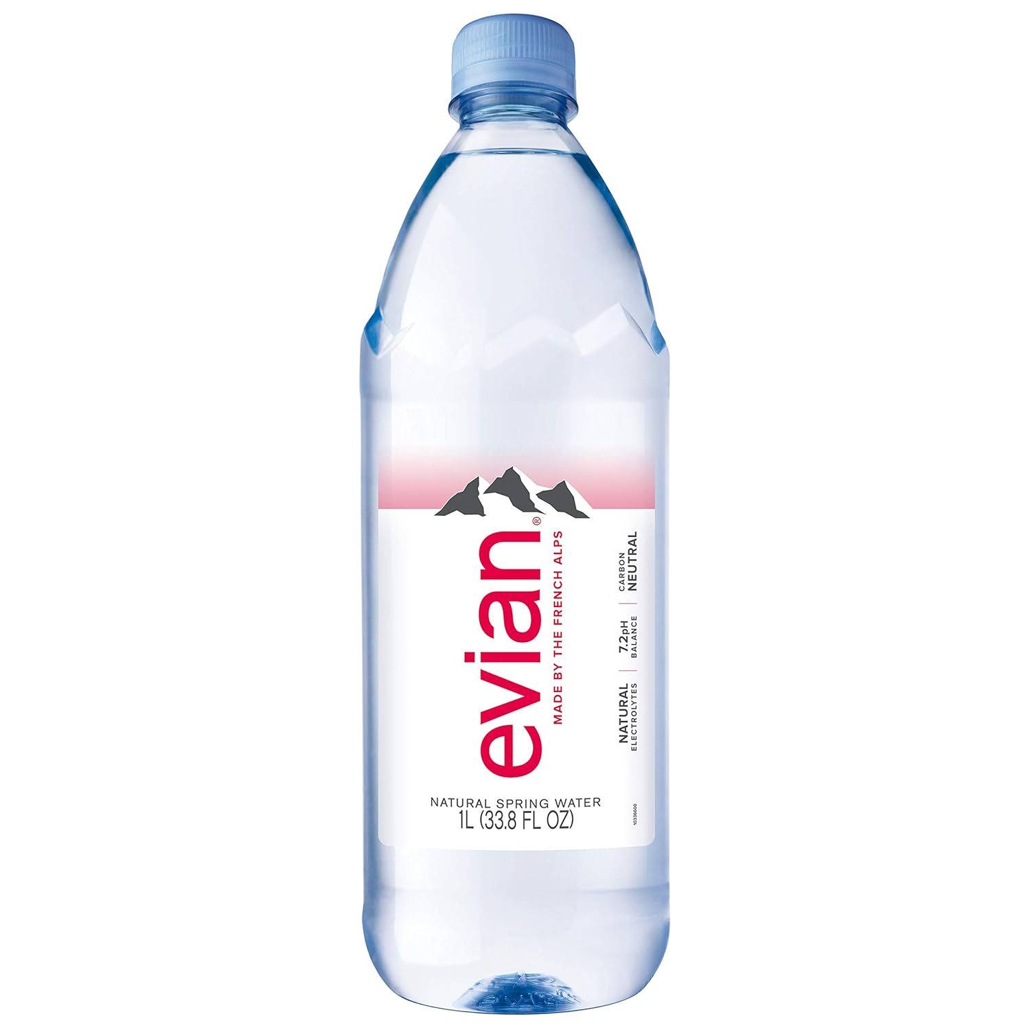 evian Natural Spring Water, Naturally Filtered Spring Water in Large Bottles, 33.81 Fl Oz (Pack of 12)
